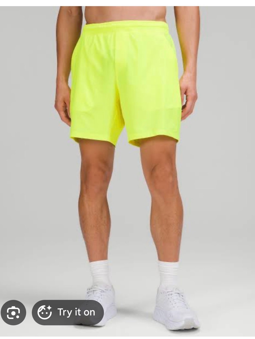 Men's lululemon pace breaker Neon Yellow Athletic Shorts 7 inch XL